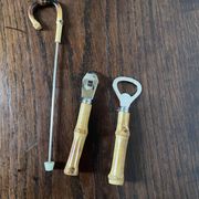 Couverts de service ouvre-bouteilles manches bambou