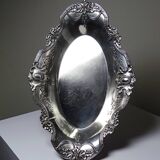 Small hollow tray, silver-plated brass cup, antique rococo style
