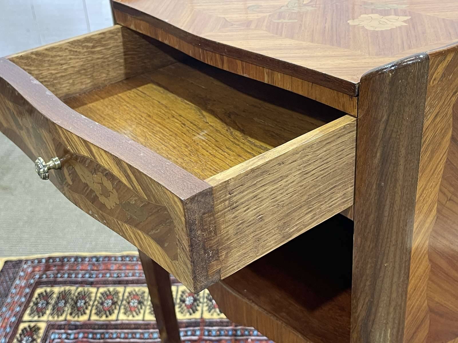 Louis XV style bedside table in rosewood and oak from the 1970s.