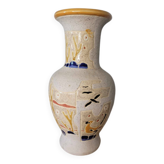Vase grès oiseau
