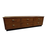 Vintage low TV cabinet from the 1950s with drawers.
