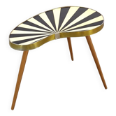 1950s kidney-shaped black and white table, plant table.