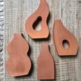 Handmade red earthenware flat vase