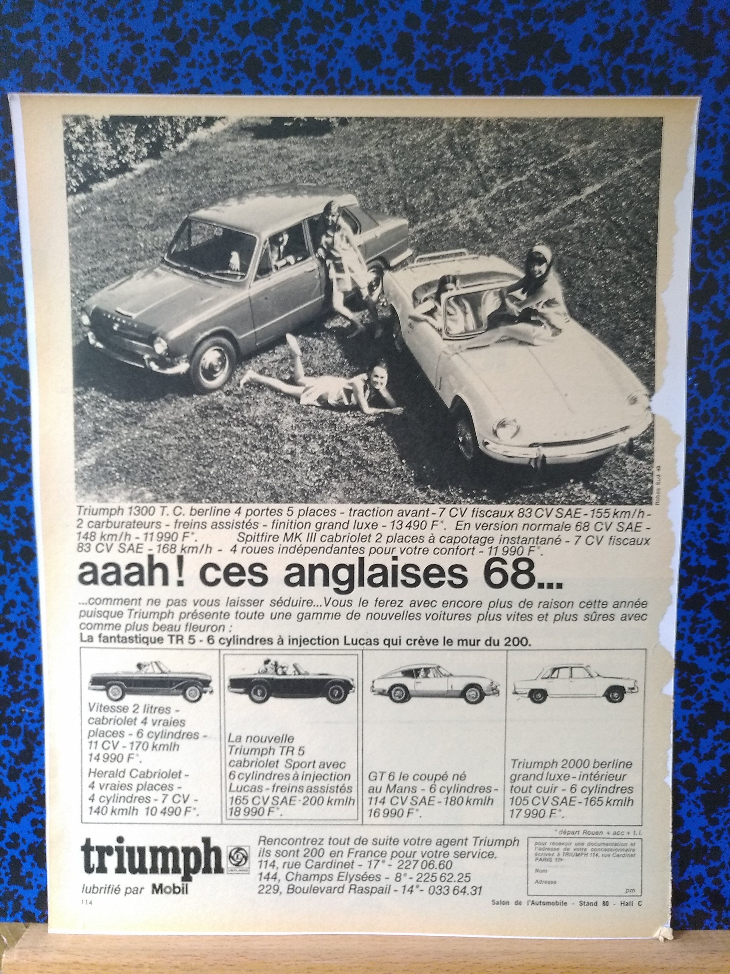 Triumph car paper advertisement