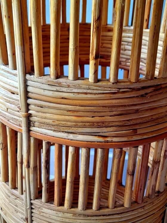 Brass and rattan umbrella stand 1970