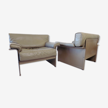 Fauteuils Matteo Grassi KM par Tito Agnoli en cuir gris