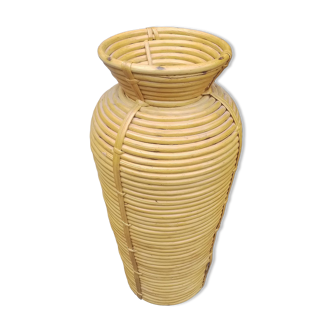 Vintage 60' rattan vase / jar