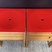 Pair of vintage IKEA pine solid wood stool chests.