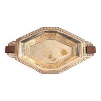 Plateau Flat Basket Bread Fruit Vegetable Art Deco Silver Metal