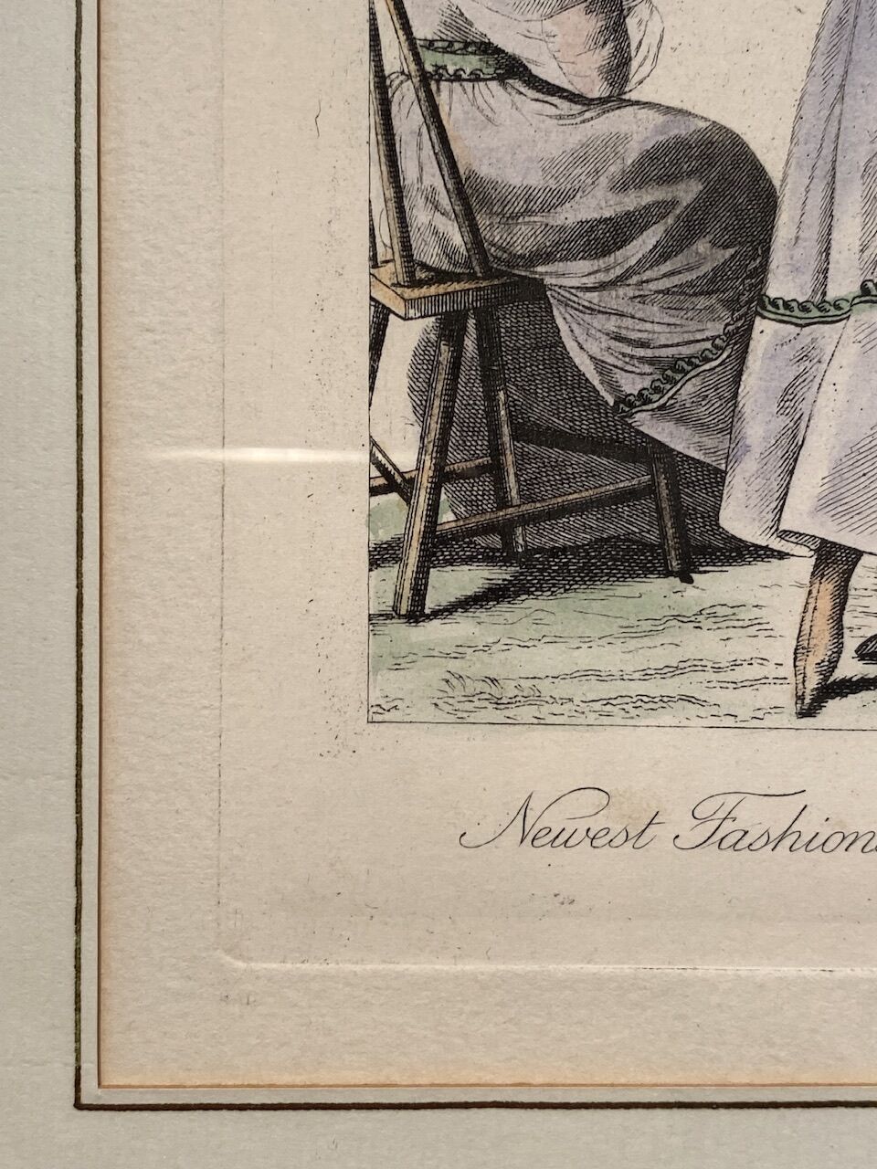 Gravure de mode, les Parisiennes , datée 1828