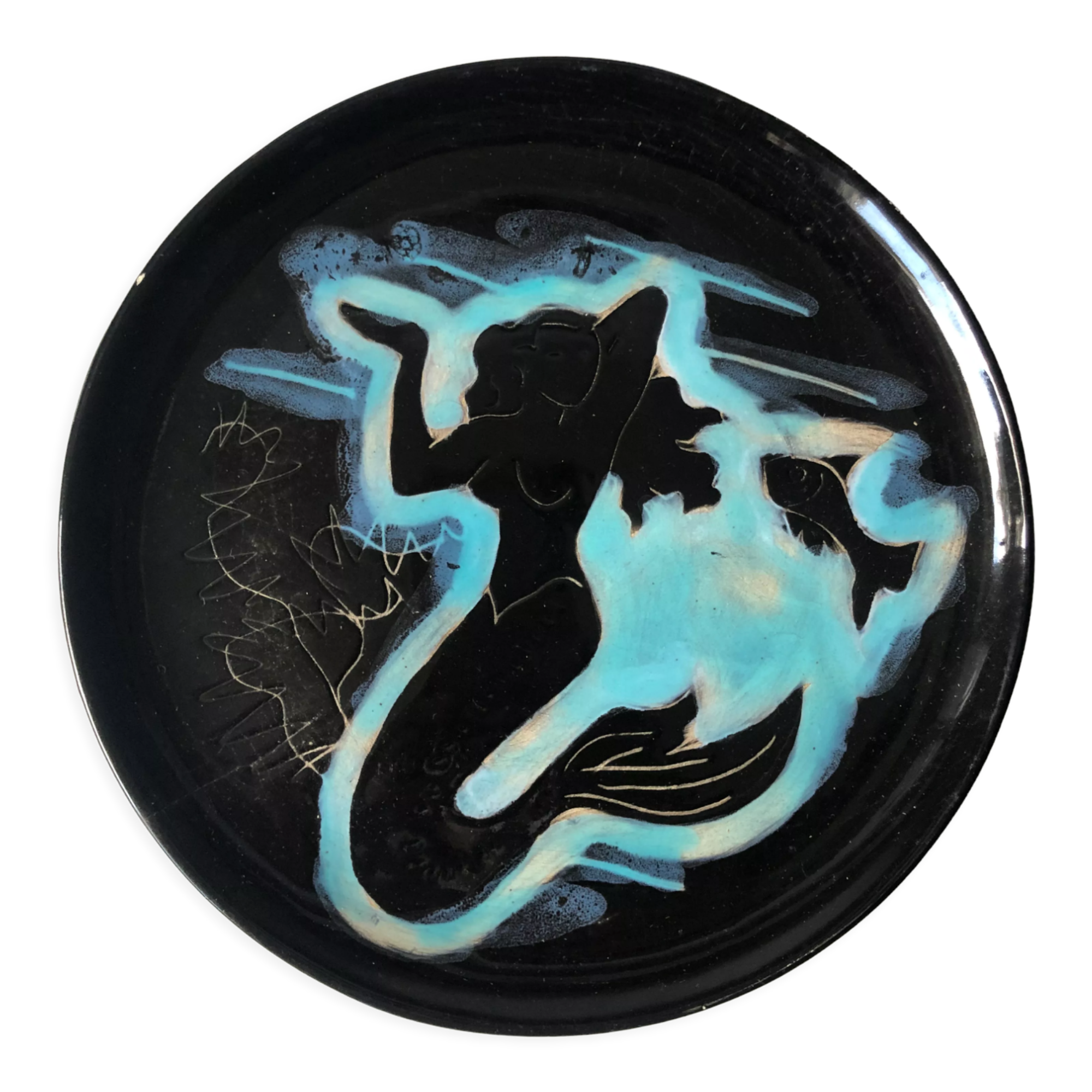 Four plates Vallauris the mermaids