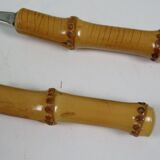 Vintage salad service Solingen in stainless steel and bamboo – Germany