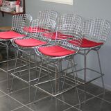 Bar stool Harry Bertoia Knoll chrome red cake