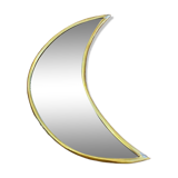 Moon-shaped gilded brass wall mirror, 24x9 cm