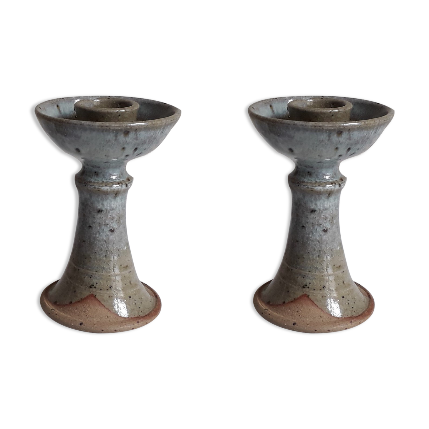 Pair of sandstone candlesticks