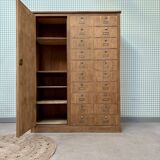 Meuble de métier à clapets en chêne, rénové