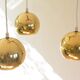 Scandinavian pendant lamp, brass and teak, 60s