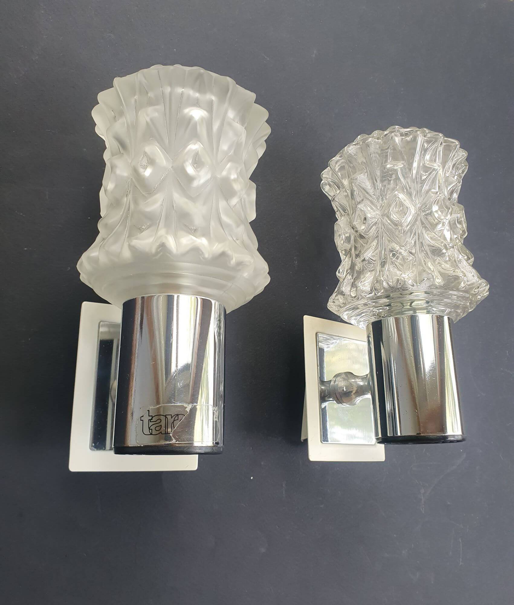 Pair of vintage Italian chrome wall lights by Targetti 1970