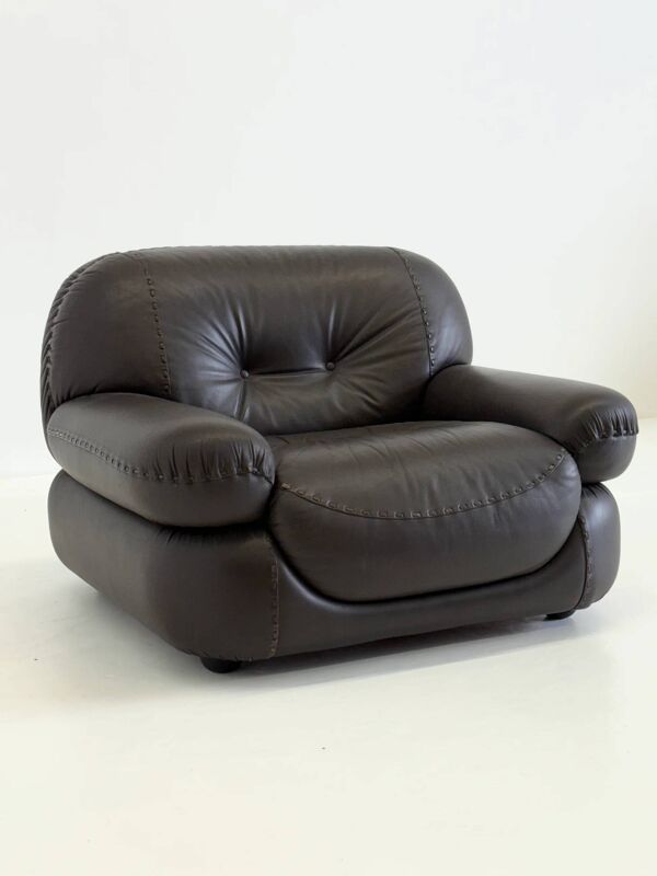 Fauteuil Sapporo en cuir marron foncé pour Mobil Girgi
