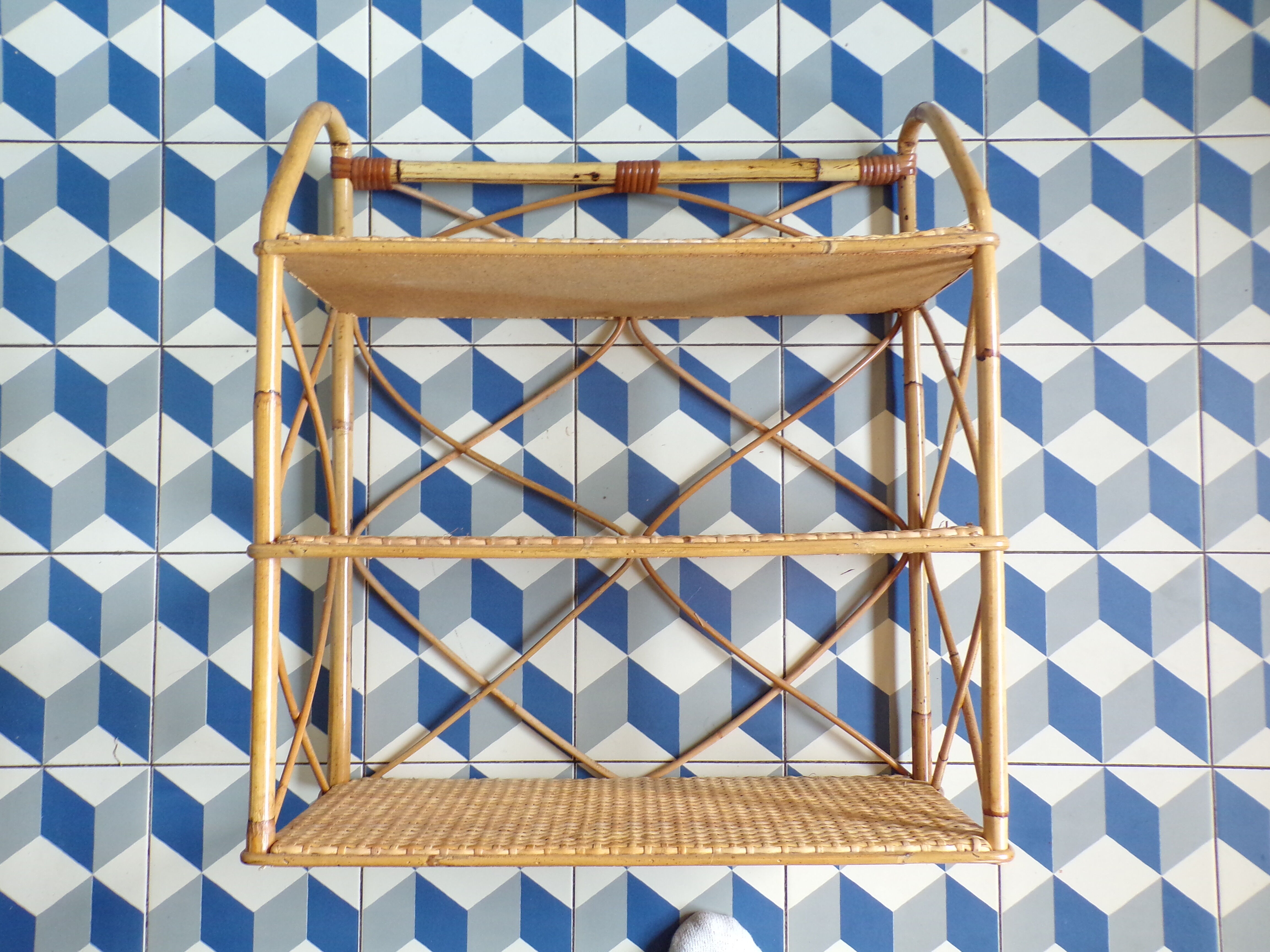 Vintage rattan shelf