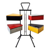 Multicolored wood and metal sewing box stand by Joos Teders for Metalux (attr.), Netherlands 1950's