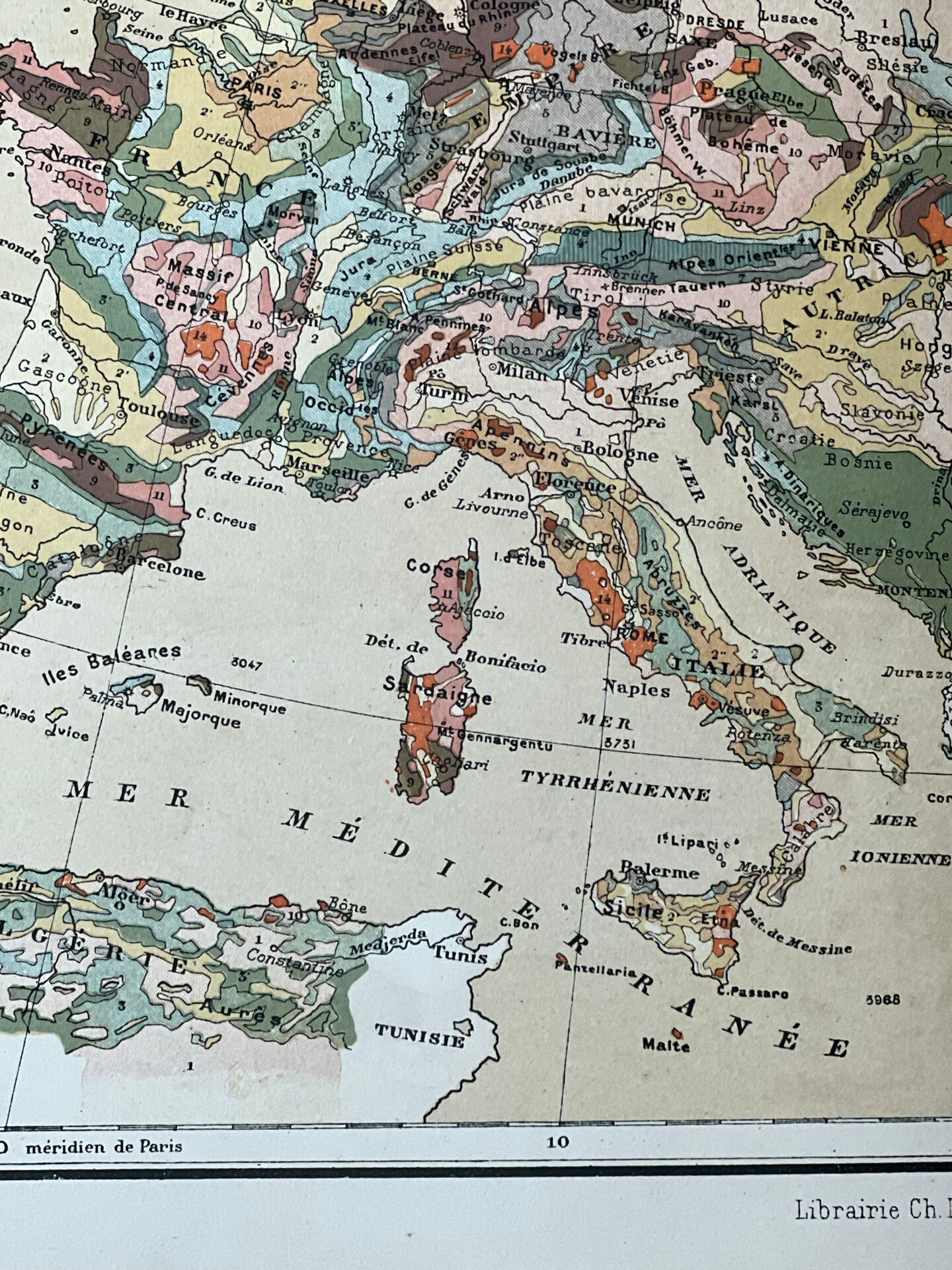Original map of Europe 37x48cm - 1888