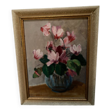 Small old framed oil on cardboard