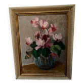 Small old framed oil on cardboard