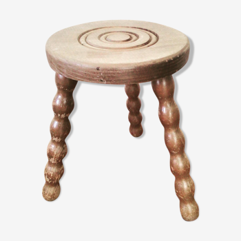 Turned wooden milking stool