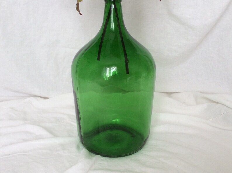 Dame Jeanne en verre vert émeraude