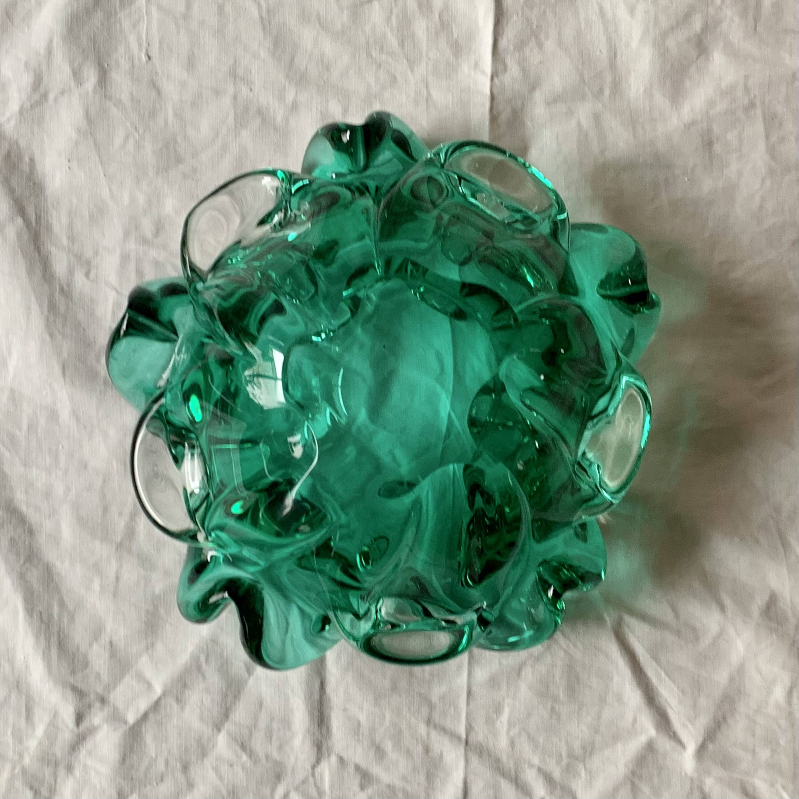 Vintage green glass pocket tray
