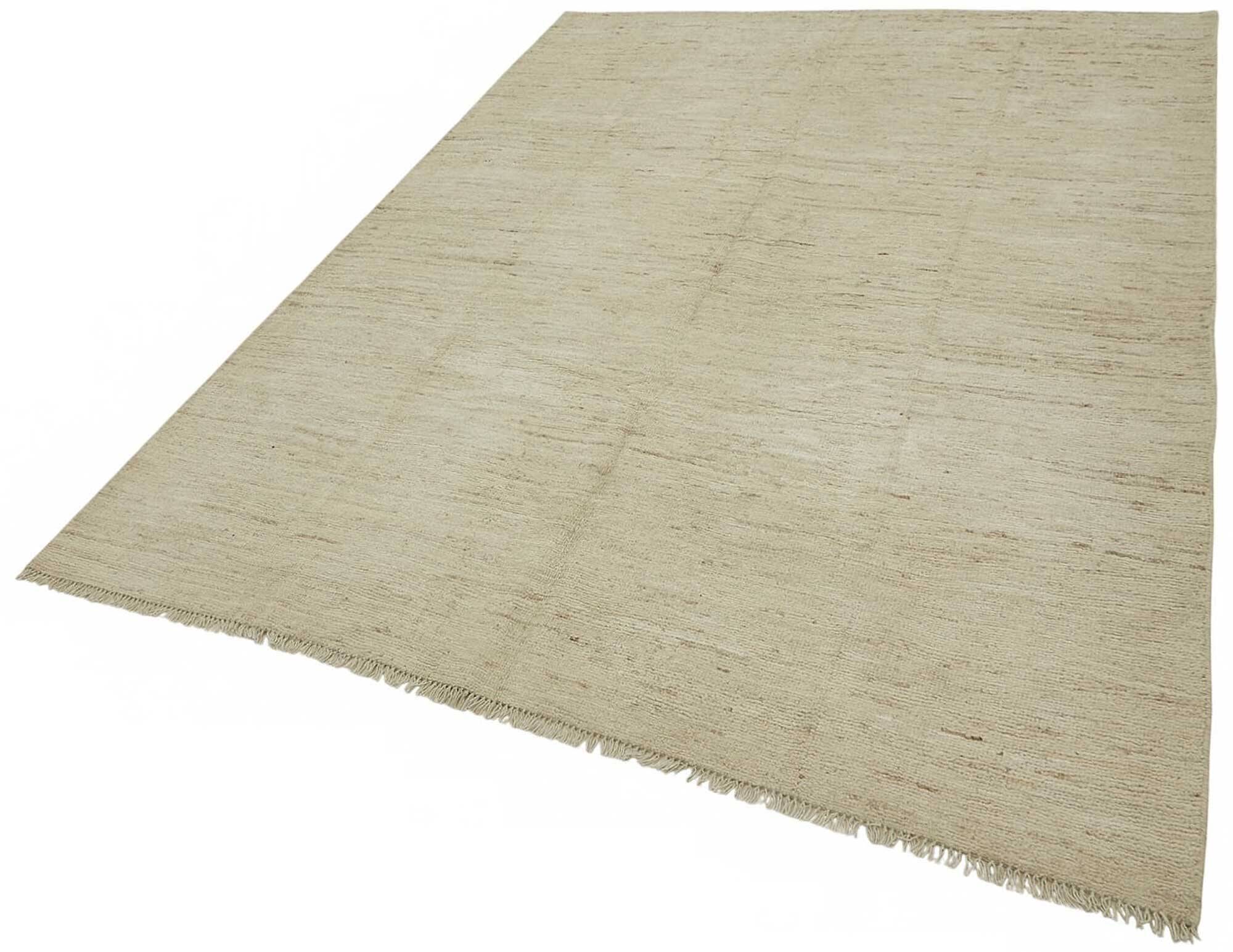 Handwoven Tribal One of a Kind 175 cm x 236 cm Beige Wool Carpet