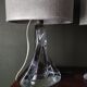Pair of table lamps - Twisted transparent glass bases from the 1950s - Hemp shades
