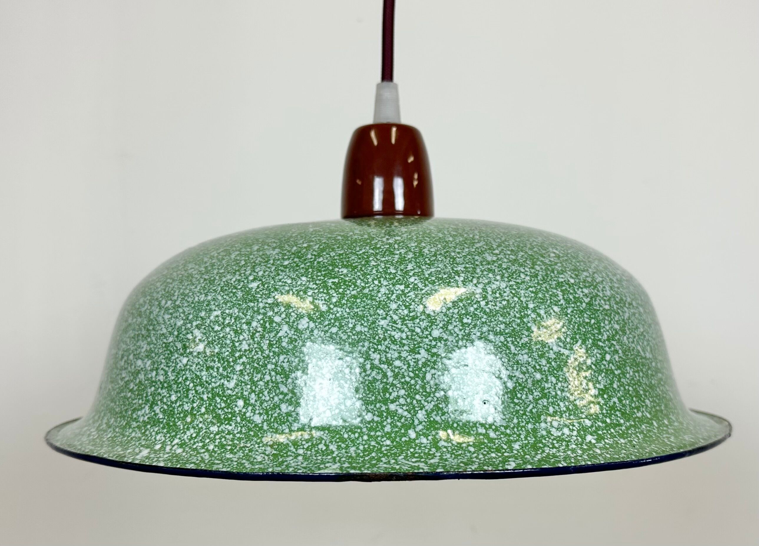 Industrial Factory Green Enamel Ceiling Lamp , 1960s
