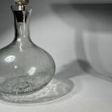 vintage cracked glass carafe with metal stopper