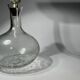 vintage cracked glass carafe with metal stopper