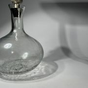vintage cracked glass carafe with metal stopper