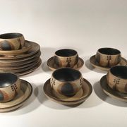 Vintage 24-piece ceramic coffee set from Sgrafo Modern, 1960s, Set of 24