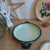 Plat a oeufs vert acier émaillé vintage
