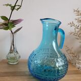 Blue molded glass decanter