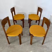 Set of 4 Scandinavian style chairs Girsberger 70s vintage solid wood
