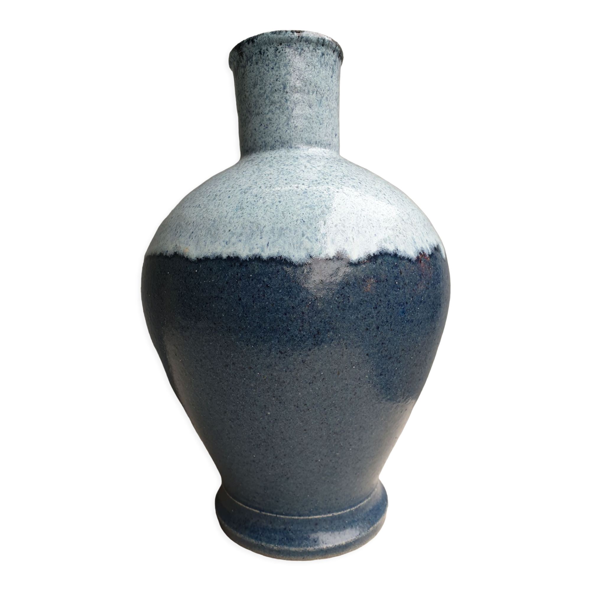 Large Accolay vase ceramic blue 1950