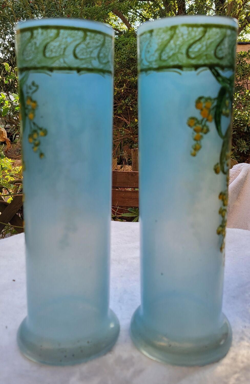 Pair of Legras art nouveau vases