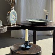 Vintage blue and white earthenware soliflore vase from Portugal.