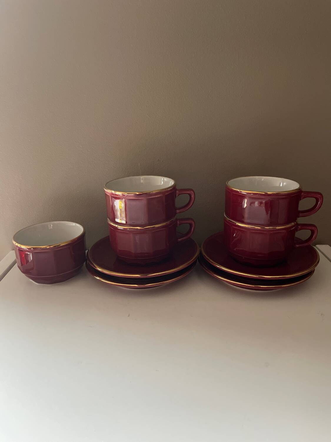 Set of 4 Apilco Bordeaux coffee cups