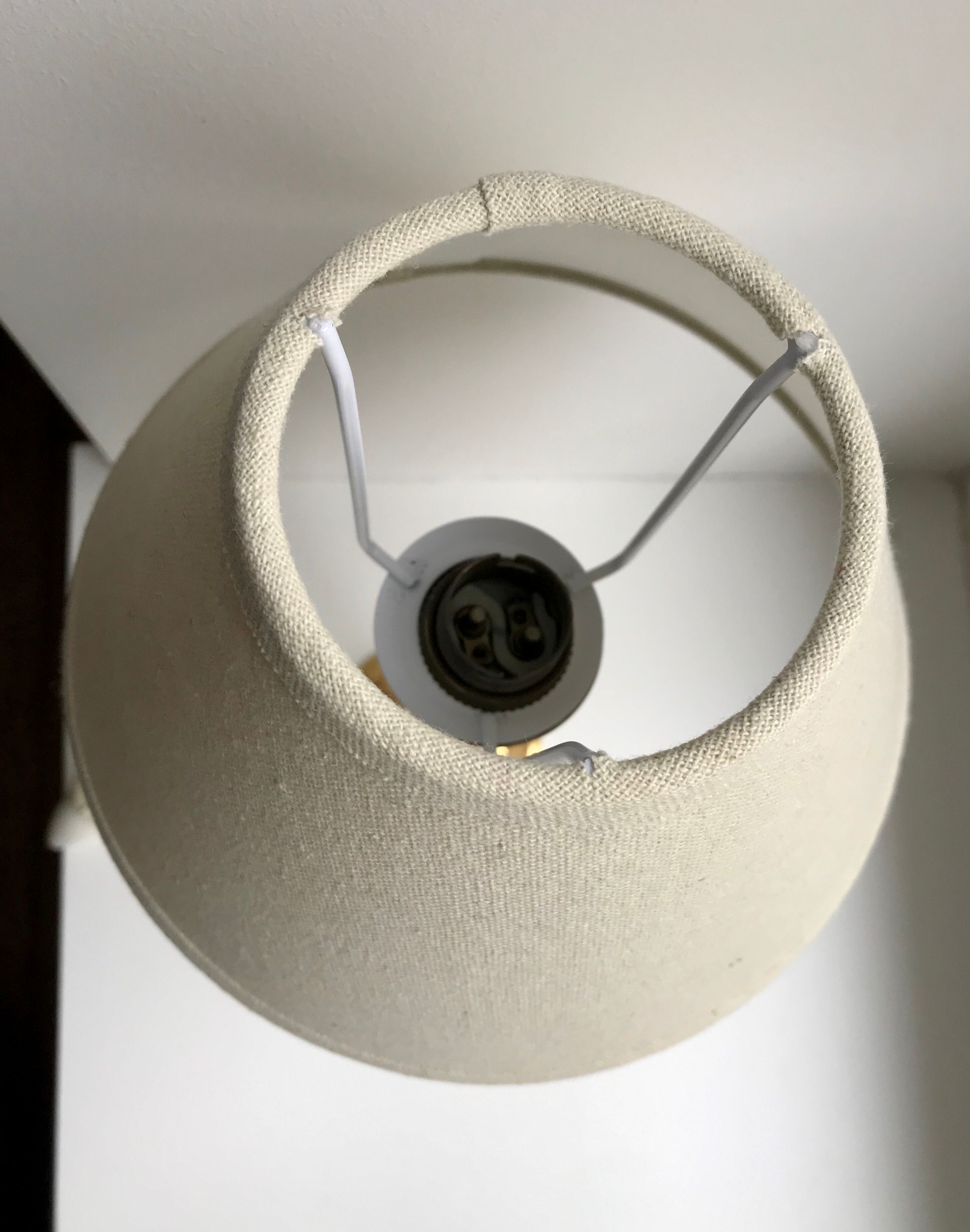 Brass table lamp and linen lampshade 50s