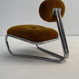 Little tubular lounge chair in rusty amber velvet
