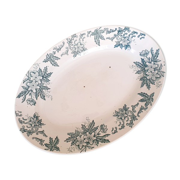 Plat ovale modèle anémone terre de fer saint amand