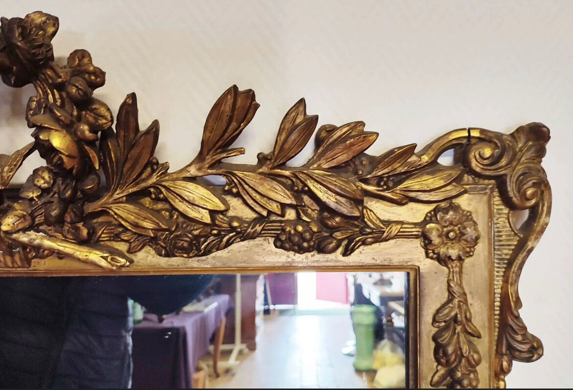 Napoleon III era mirror gilded with gold leaf