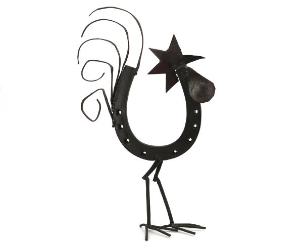 Sculpture d'Art populaire, coq en métal, années 50